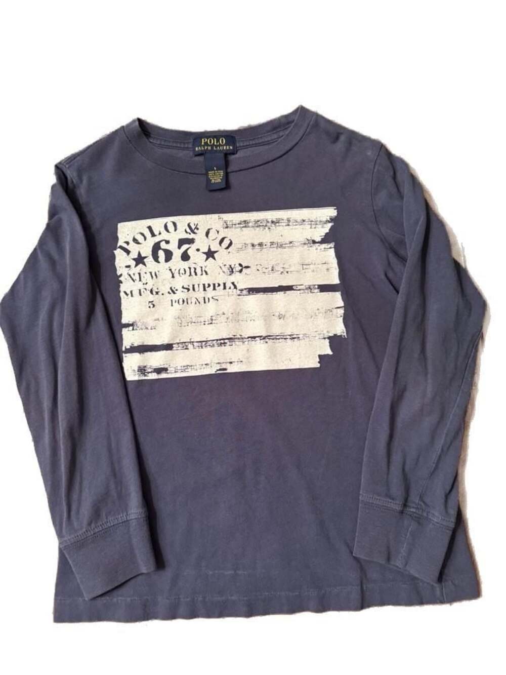 Polo Ralph Lauren Boys Navy Blue Long Sleeve Graphic T-Shirt Size 5

B992
